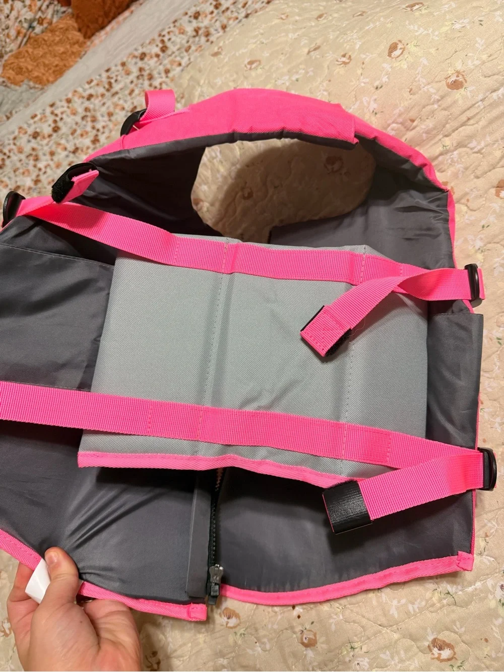 & Other Stories Gray and Hot Pink Dog Life Jacket